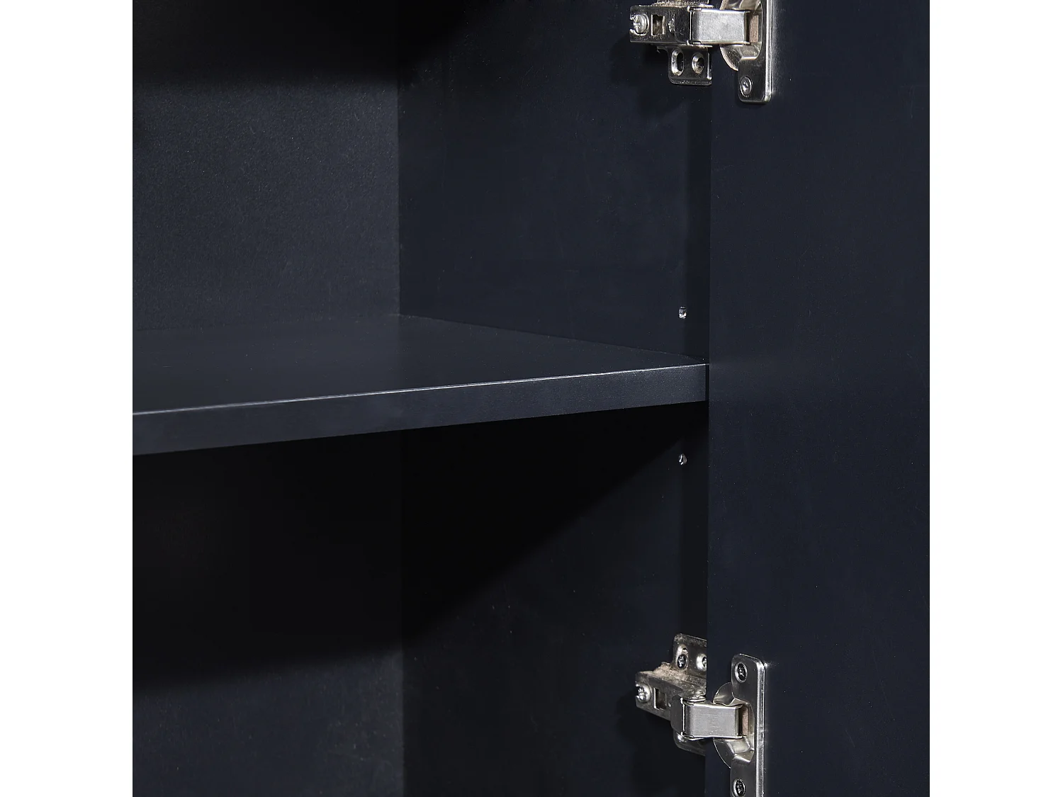 Sideboard mit 4 Türen ohne Griff – zeitgenössischer Stil – Holz + Metall – Schwarz