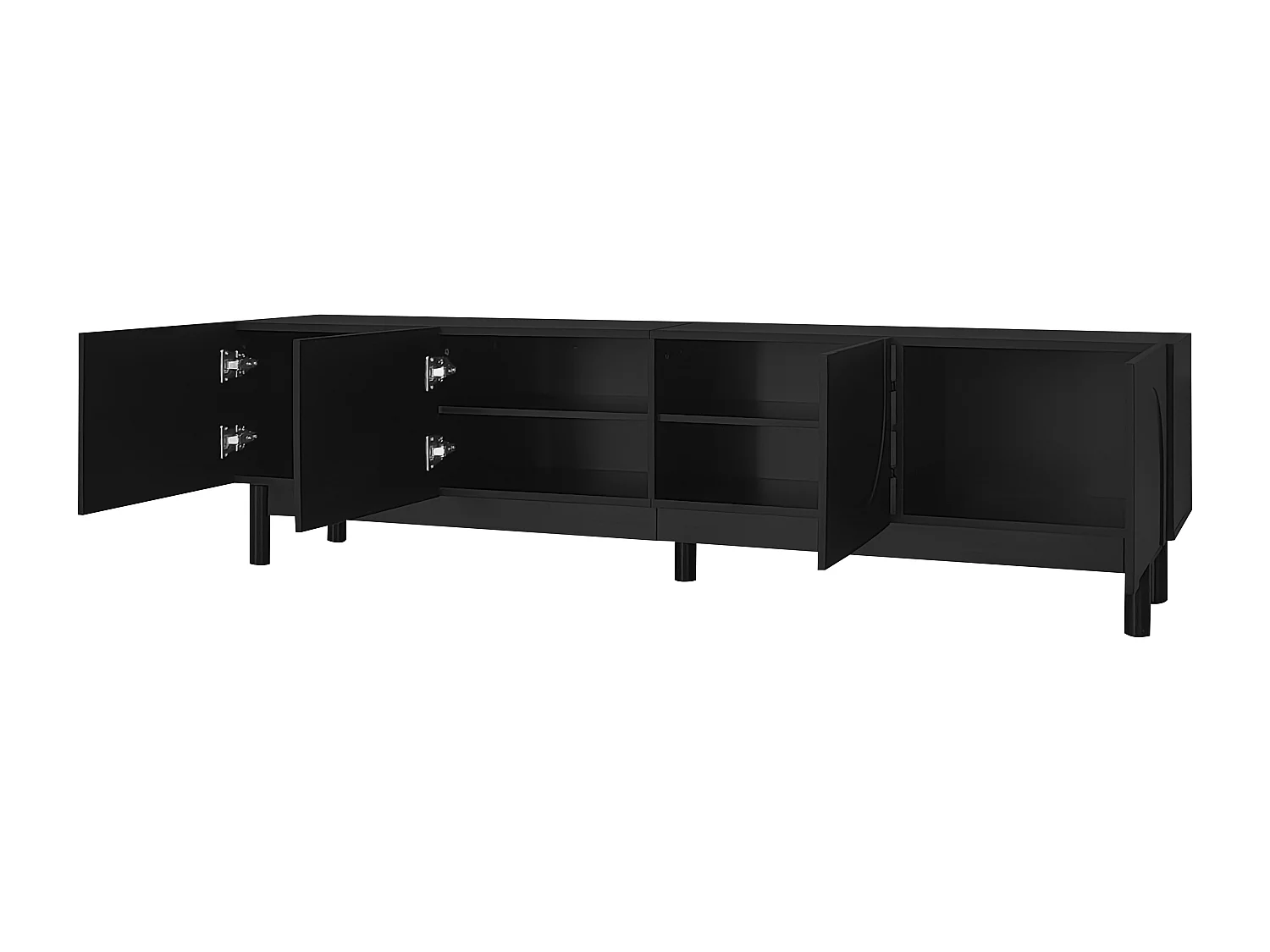 Buffet avec 4 portes sans poignée - style contemporain - bois + métal - noir