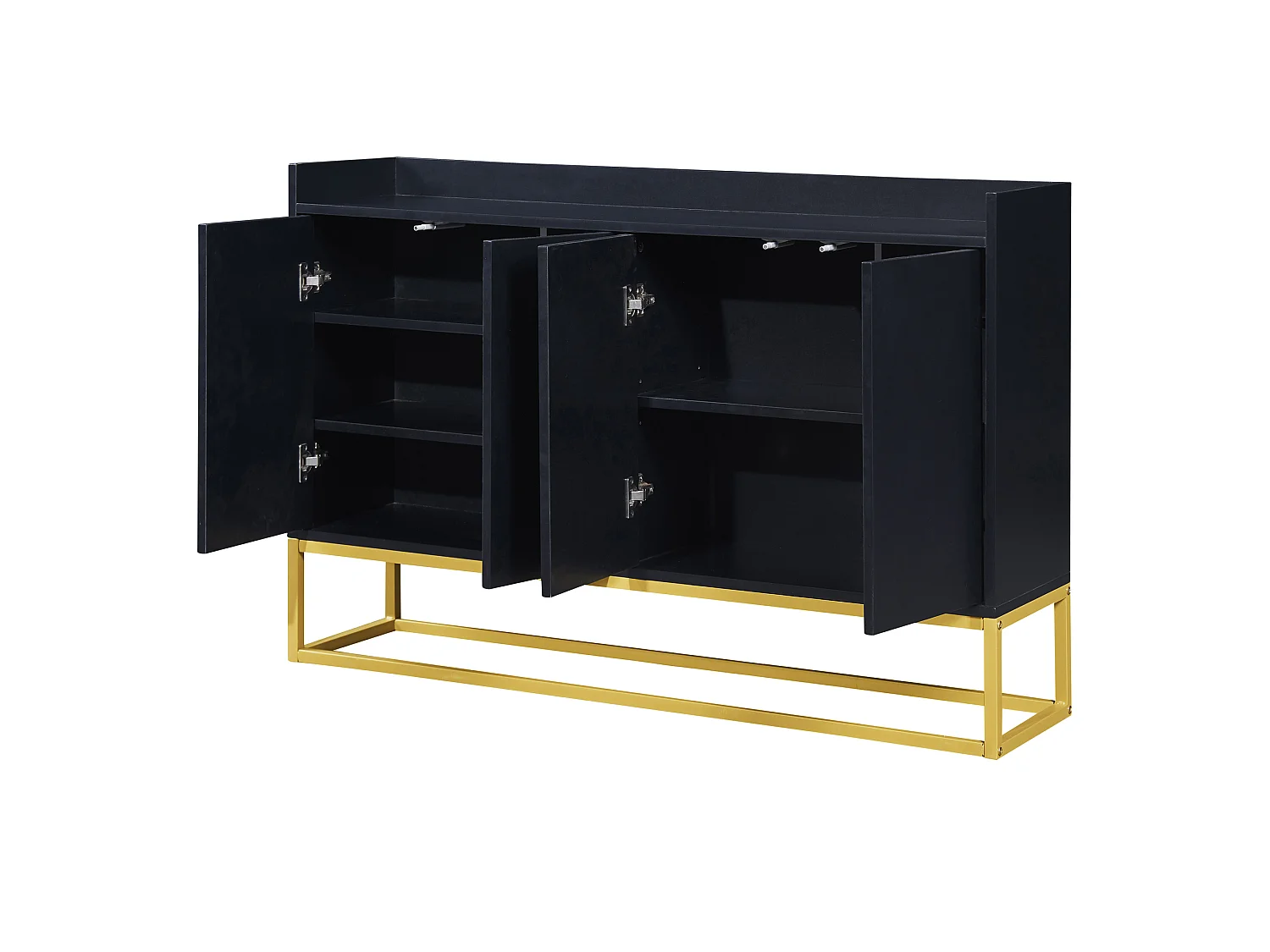 Buffet avec 4 portes sans poignée - style contemporain - bois + métal - noir
