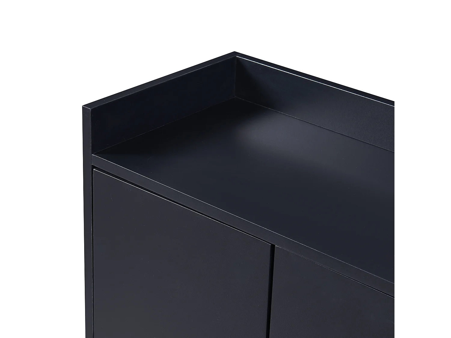 Buffet avec 4 portes sans poignée - style contemporain - bois + métal - noir