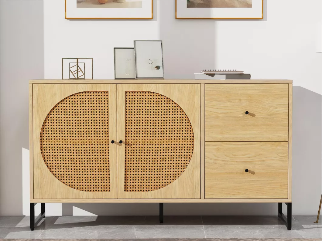 Kauf Unique Niedriges Sideboard – 2 Türen und 2 Schubladen – Hell natürlich