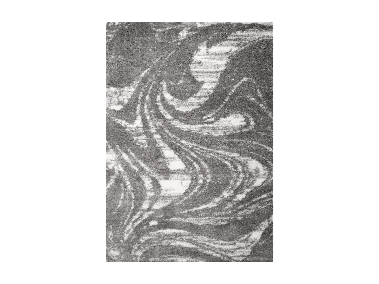 Tapis shaggy 80x300 rectangle tissé gris et blanc motif abstrait EMBER 3