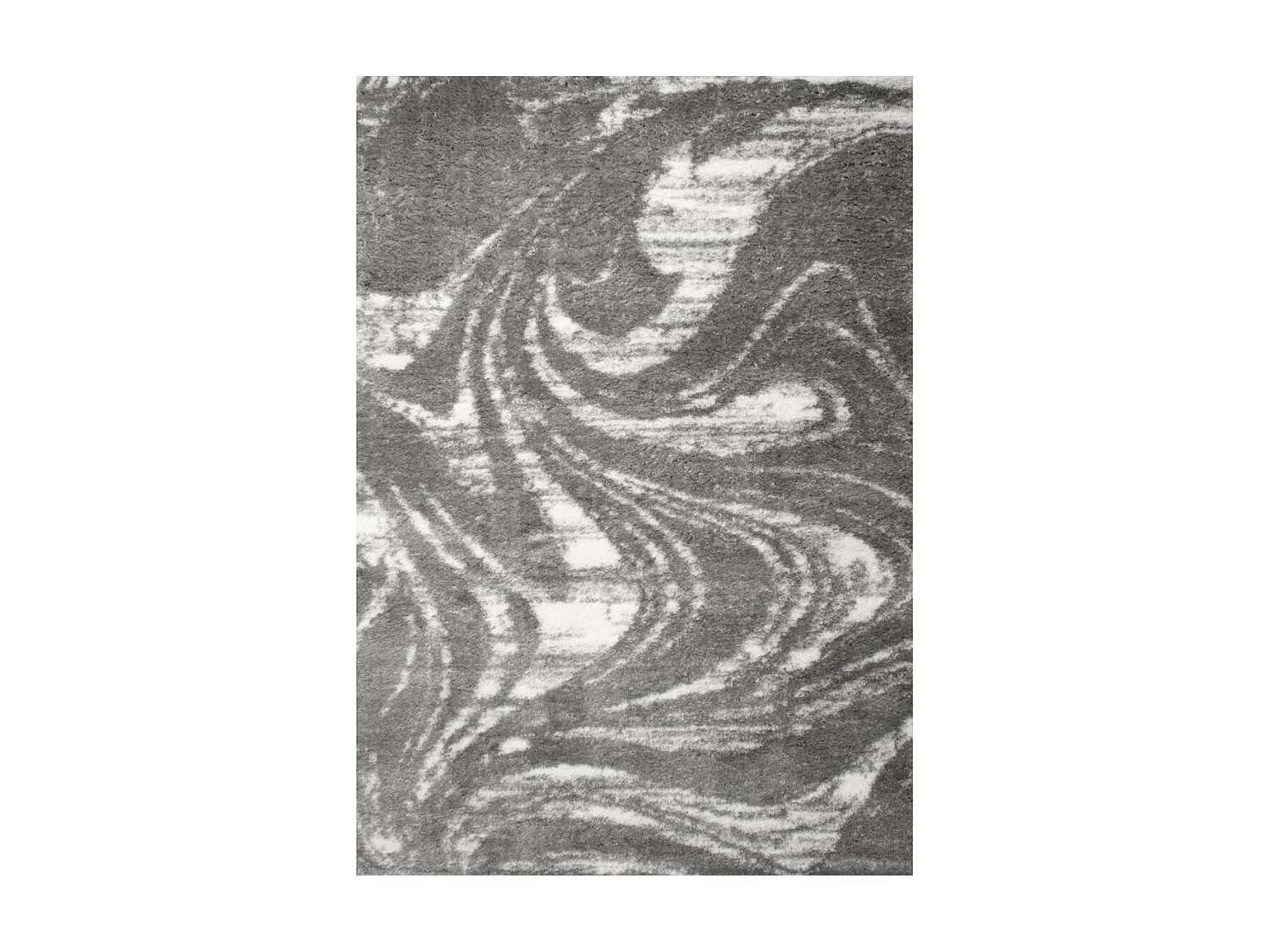 Tapis shaggy 80x300 rectangle tissé gris et blanc motif abstrait EMBER 3