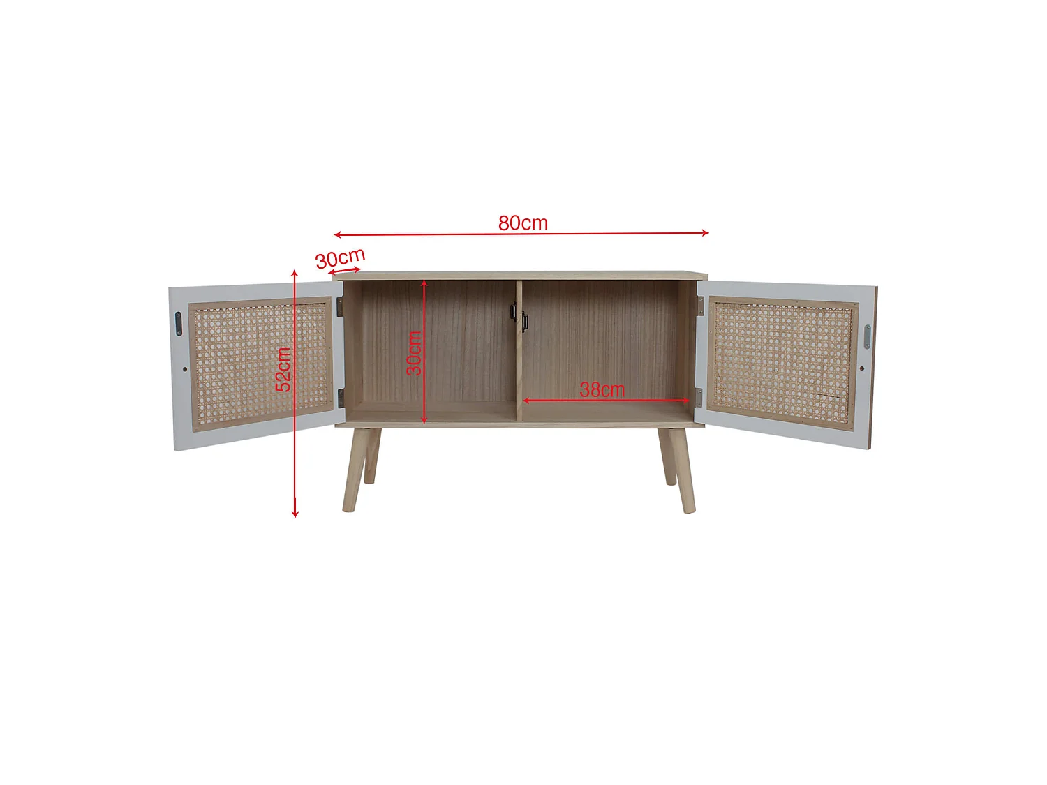 Meuble de Salon Buffet en Bois 2 Portes Blanc Marron Style Scandinave