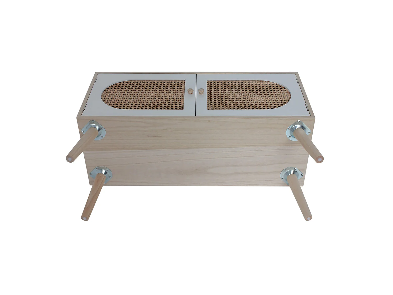 Meuble de Salon Buffet en Bois 2 Portes Blanc Marron Style Scandinave