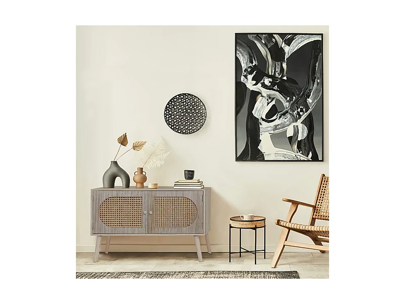 Meuble d'Entrée Scandinave avec 2 Portes en Bois Marron