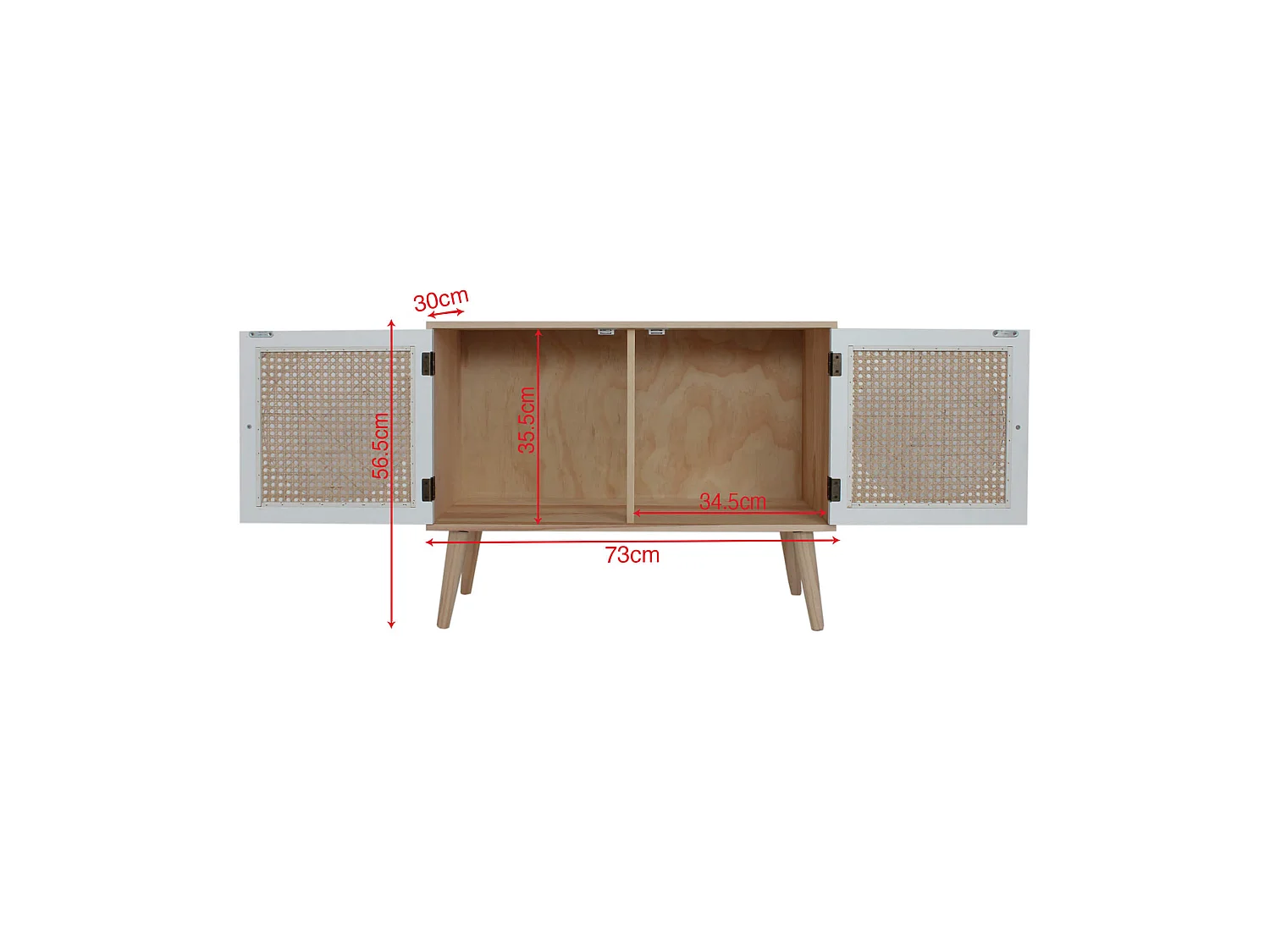 Meuble TV Bas Buffet Polyvalent avec 2 Portes en Bois Blanc Marron