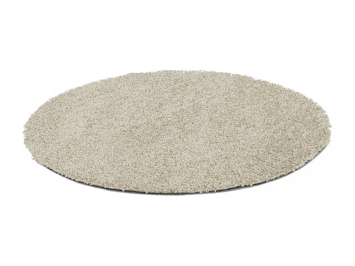 tapis salon Ø120cm tissé beige rond motif uni ALEGRIA