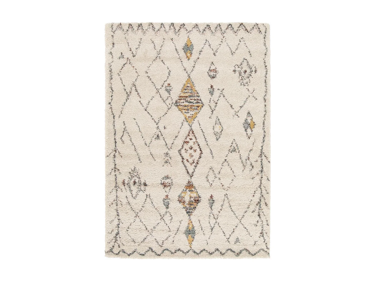 Tapis shaggy 160x230 rectangle tissé crème et beige motif berbère AURORA 1