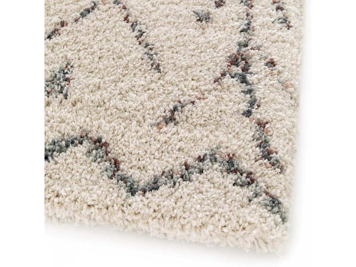Tapis shaggy 160x230 rectangle tissé crème et beige motif berbère AURORA 1