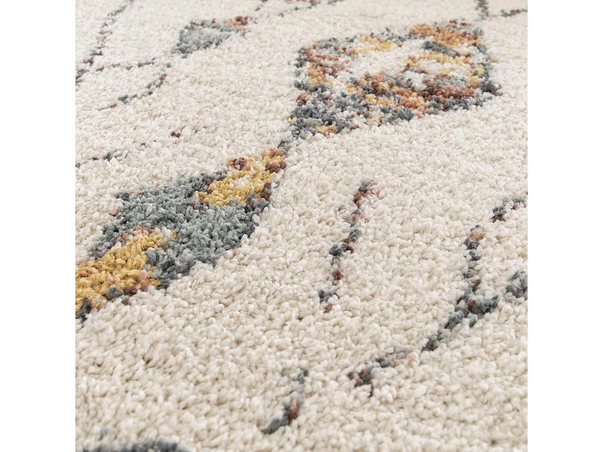 Tappeto Shaggy 160x230 rettangolo tessuto color crema e beige motivo berbero AURORA 1