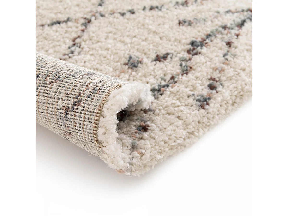Tappeto Shaggy 160x230 rettangolo tessuto color crema e beige motivo berbero AURORA 1