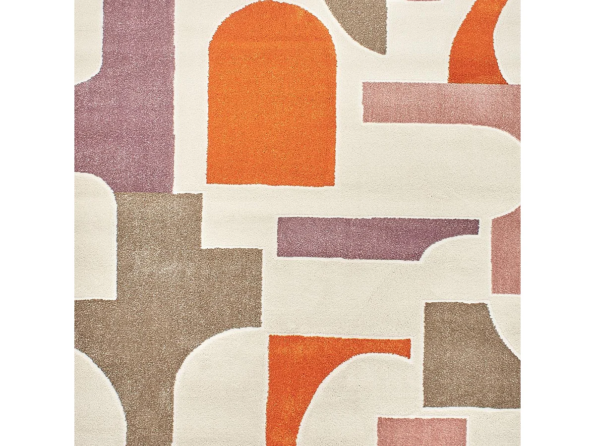 tapis chambre 120x160 tissé gris et beige rectangle motif géométrique ECHO 3