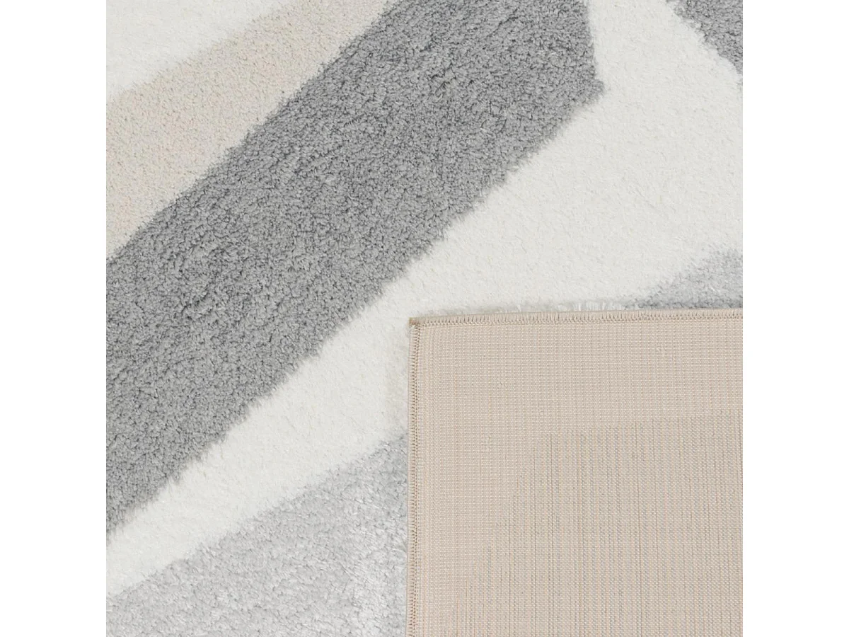 tapis chambre 120x160 tissé gris et blanc rectangle motif géométrique NUEVO