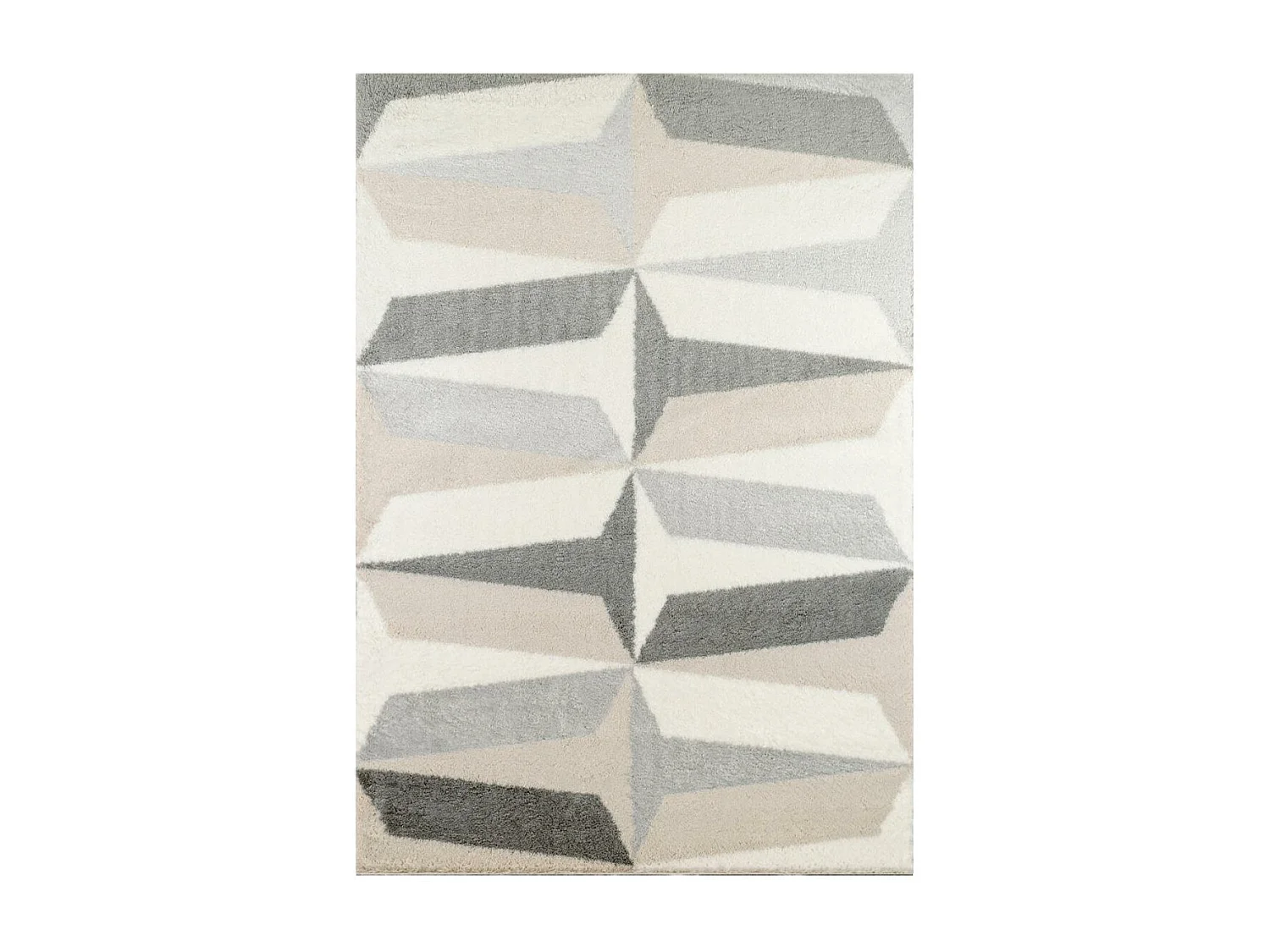 tapis chambre 120x160 tissé gris et blanc rectangle motif géométrique NUEVO