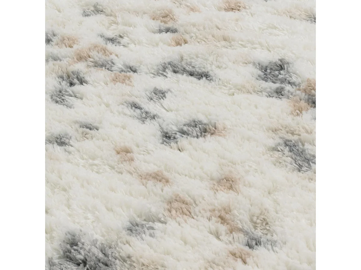 Tapis shaggy 160x230 rectangle tissé beige et blanc motif géométrique TEROVA 1