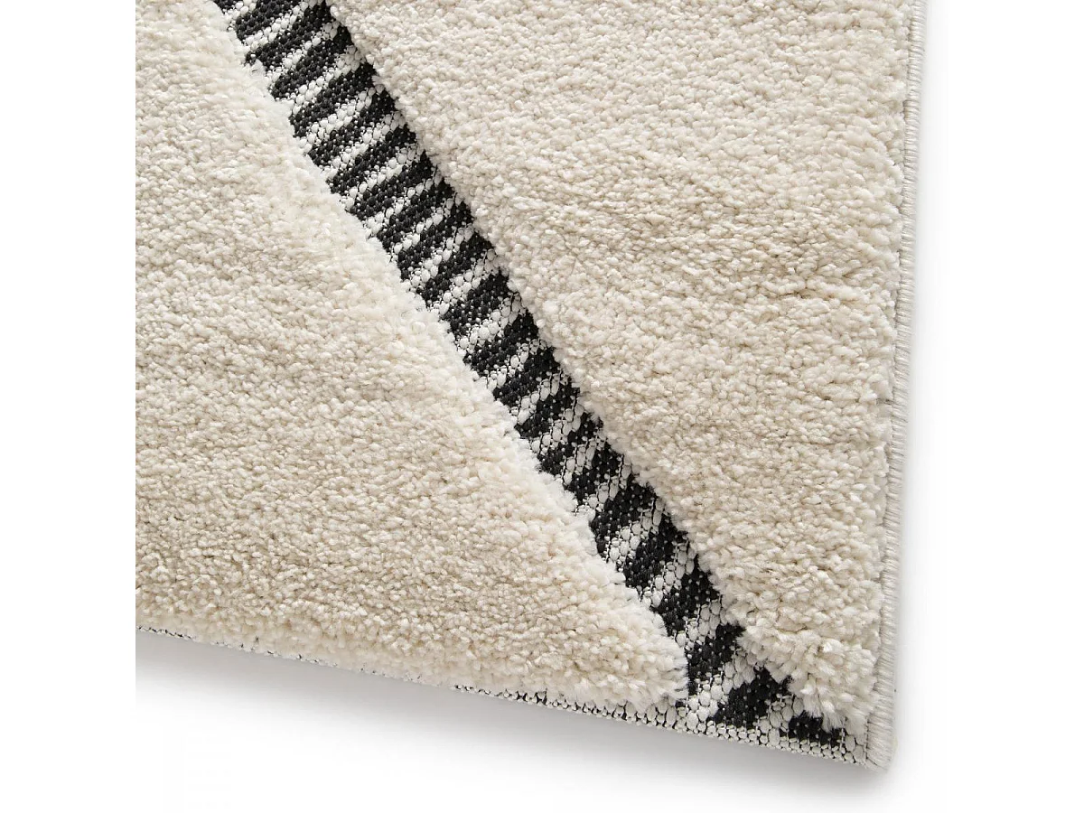 tapis salle à manger 160x230 tissé bleu et crème rectangle motif géométrique