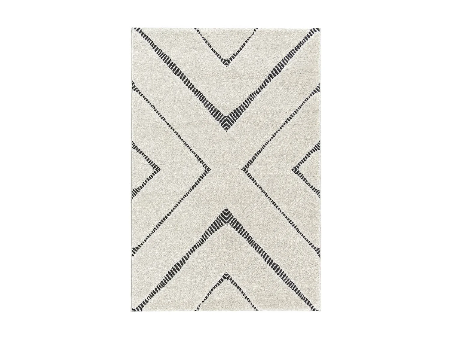 tapis salle à manger 160x230 tissé bleu et crème rectangle motif géométrique