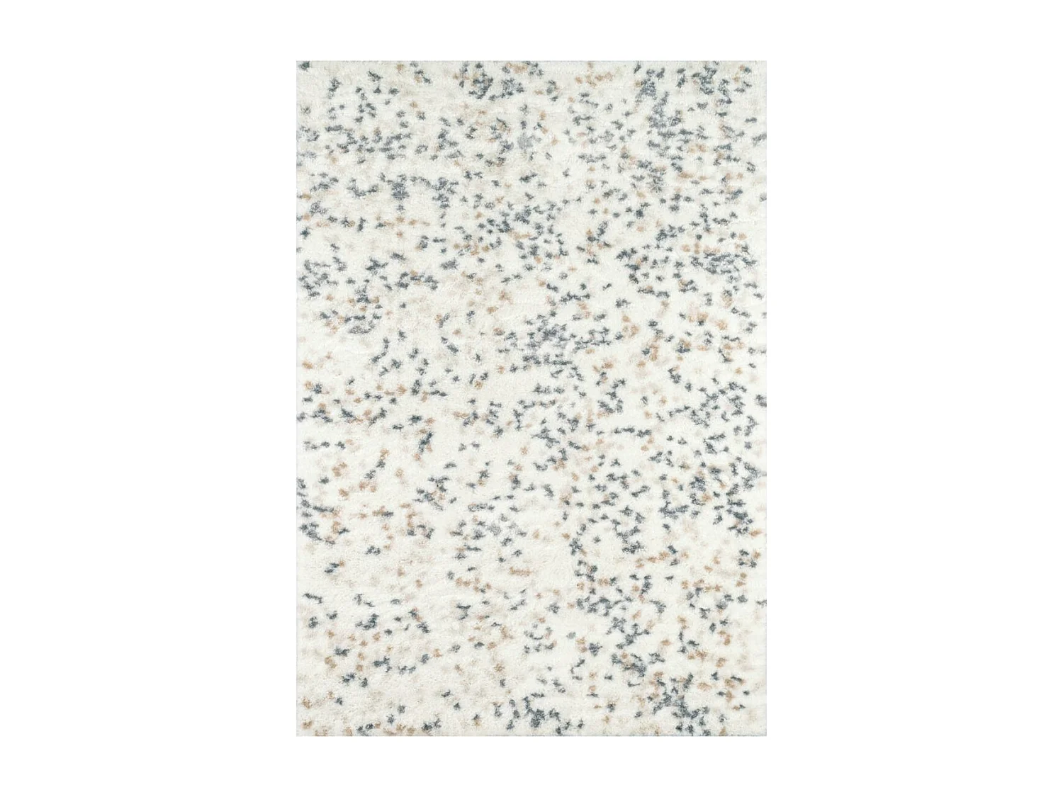 Tapis shaggy 80x150 rectangle tissé beige et blanc motif géométrique TEROVA 1
