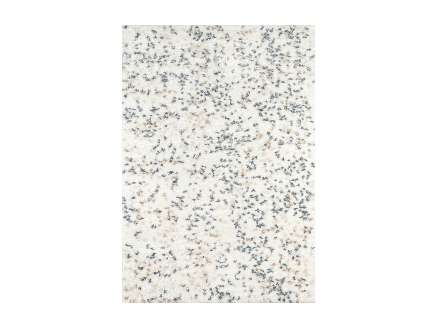 Tapis shaggy 80x150 rectangle tissé beige et blanc motif géométrique TEROVA 1