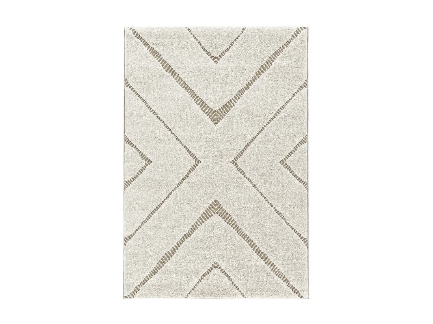 tapis grand salon 200x290 tissé crème et gris rectangle motif géométrique ALATER