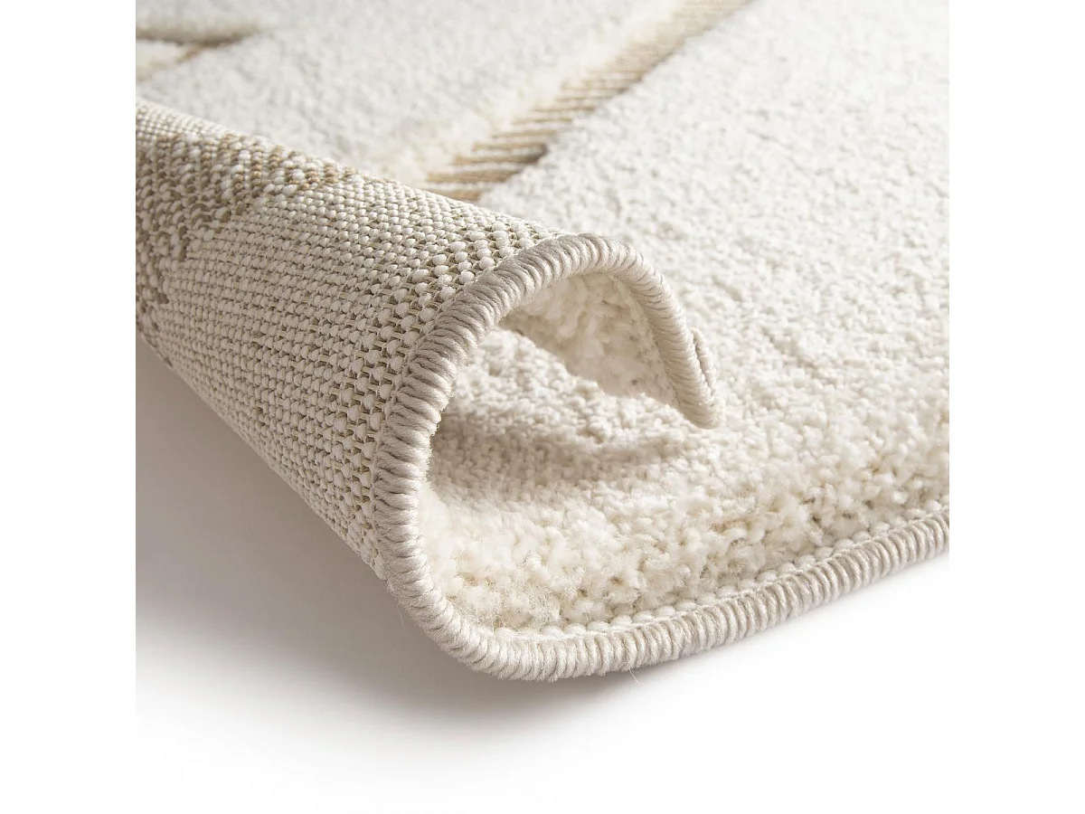 tapis grand salon 200x290 tissé crème et gris rectangle motif géométrique ALATER