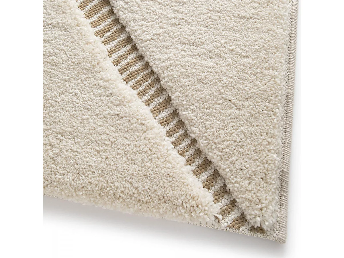 tapis grand salon 200x290 tissé crème et gris rectangle motif géométrique ALATER