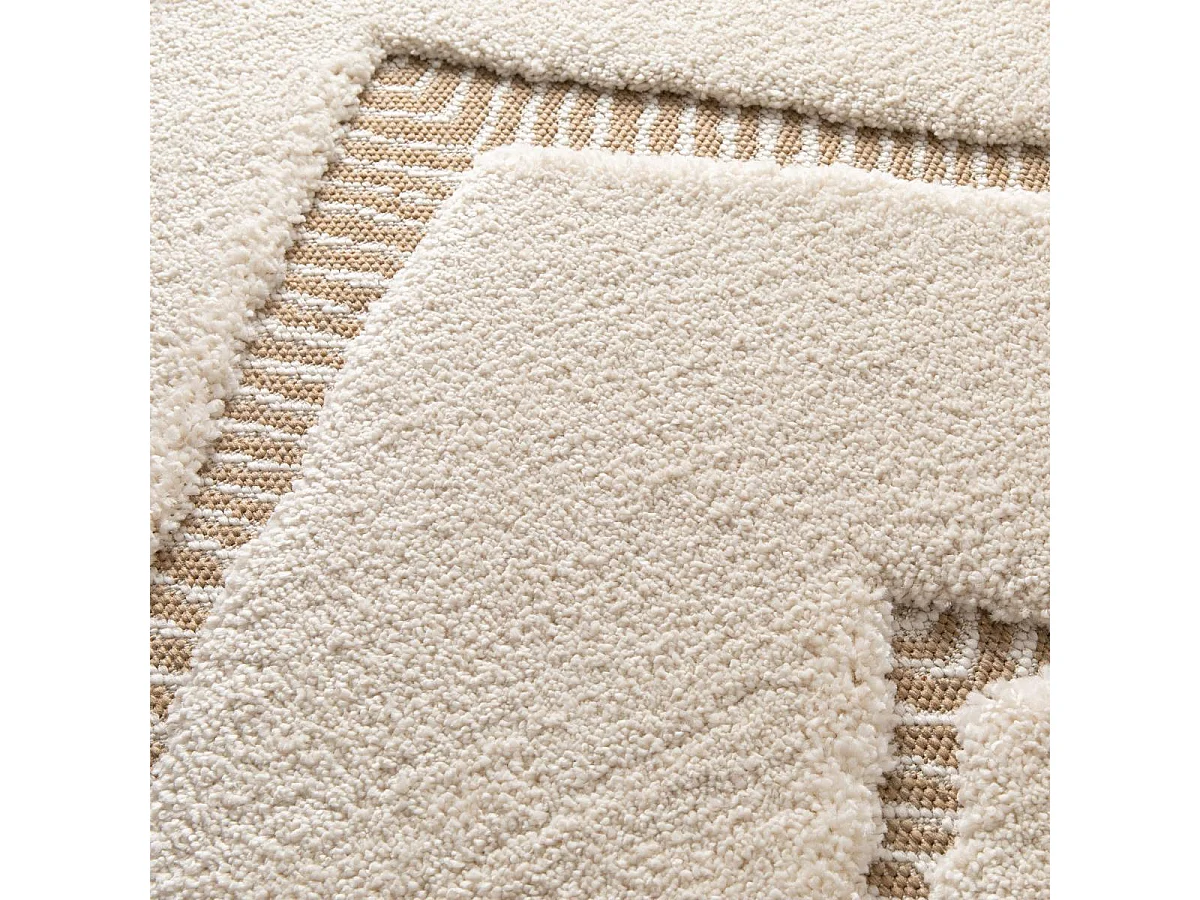 tapis grand salon 200x290 tissé crème et gris rectangle motif géométrique ALATER