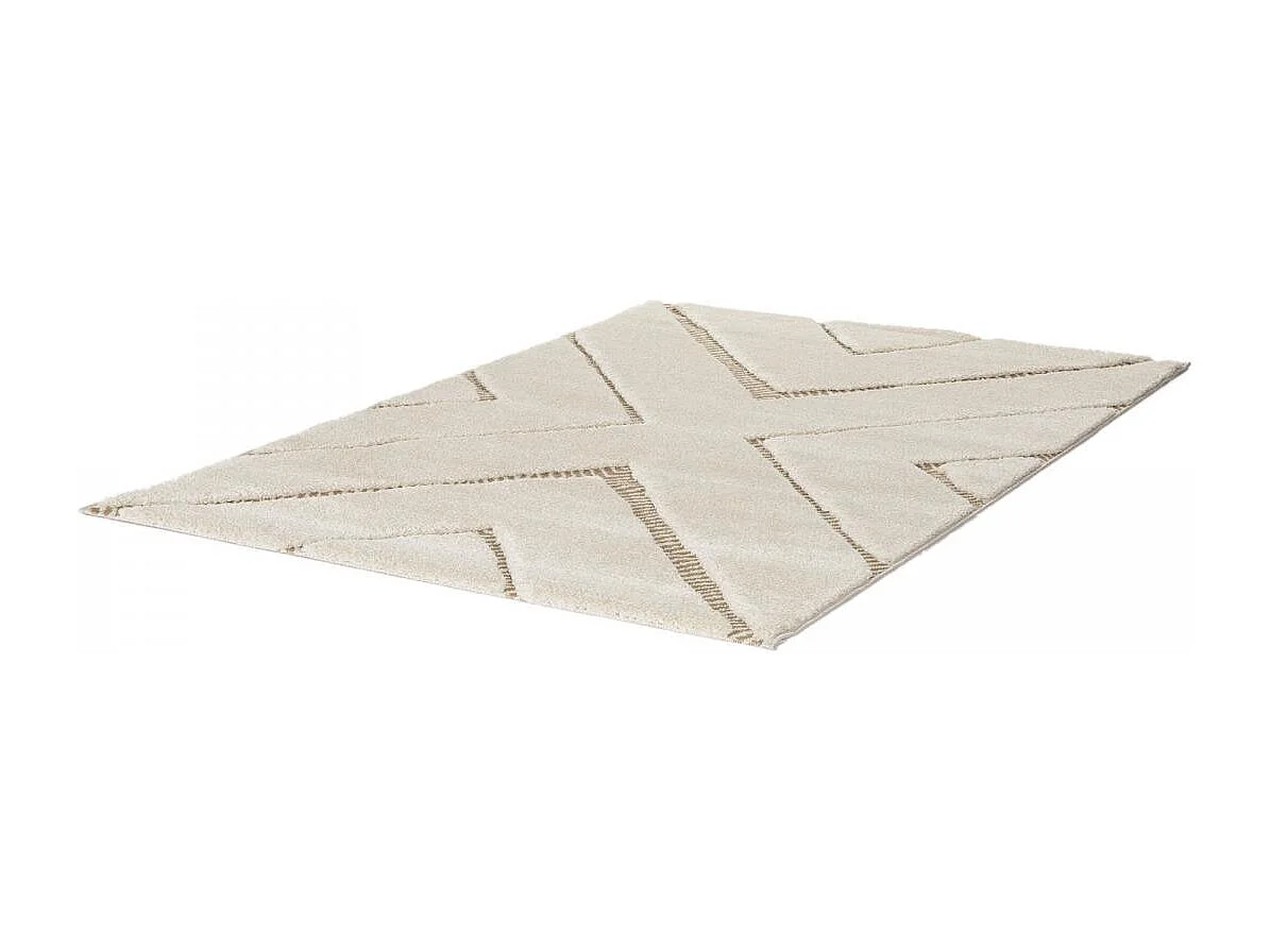 tapis grand salon 200x290 tissé crème et gris rectangle motif géométrique ALATER