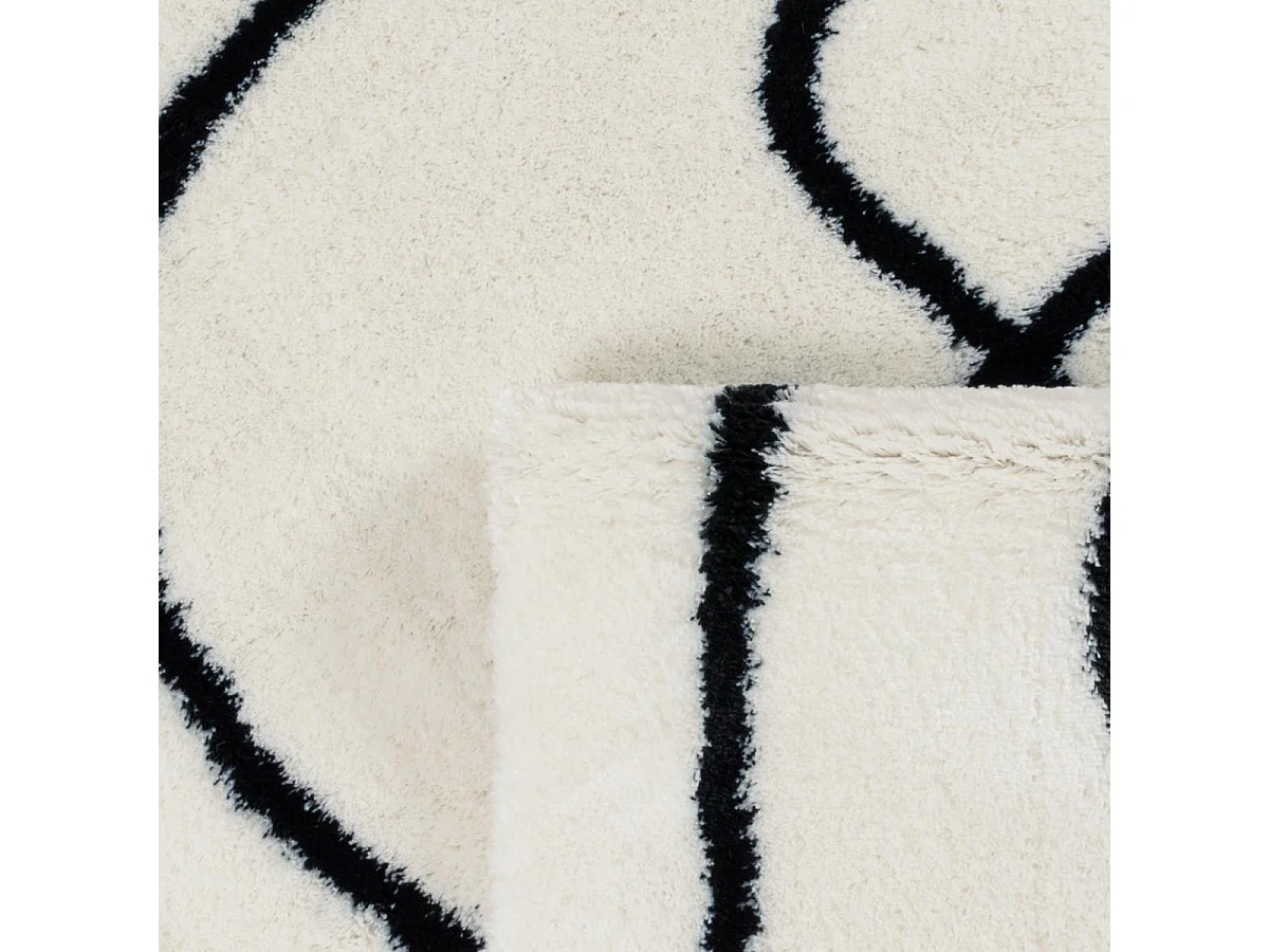 Tapis longs poils shaggy 80x150 rectangle tissé blanc et noir