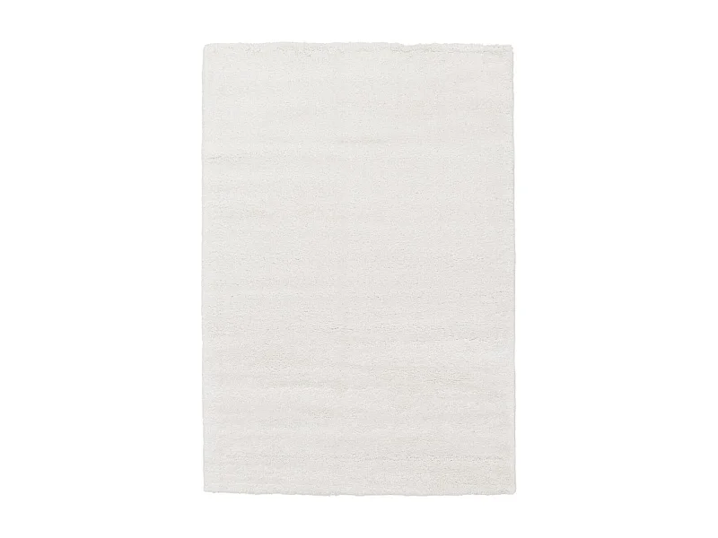 Tapis shaggy 80x150 rectangle tissé blanc motif uni AMORE 1