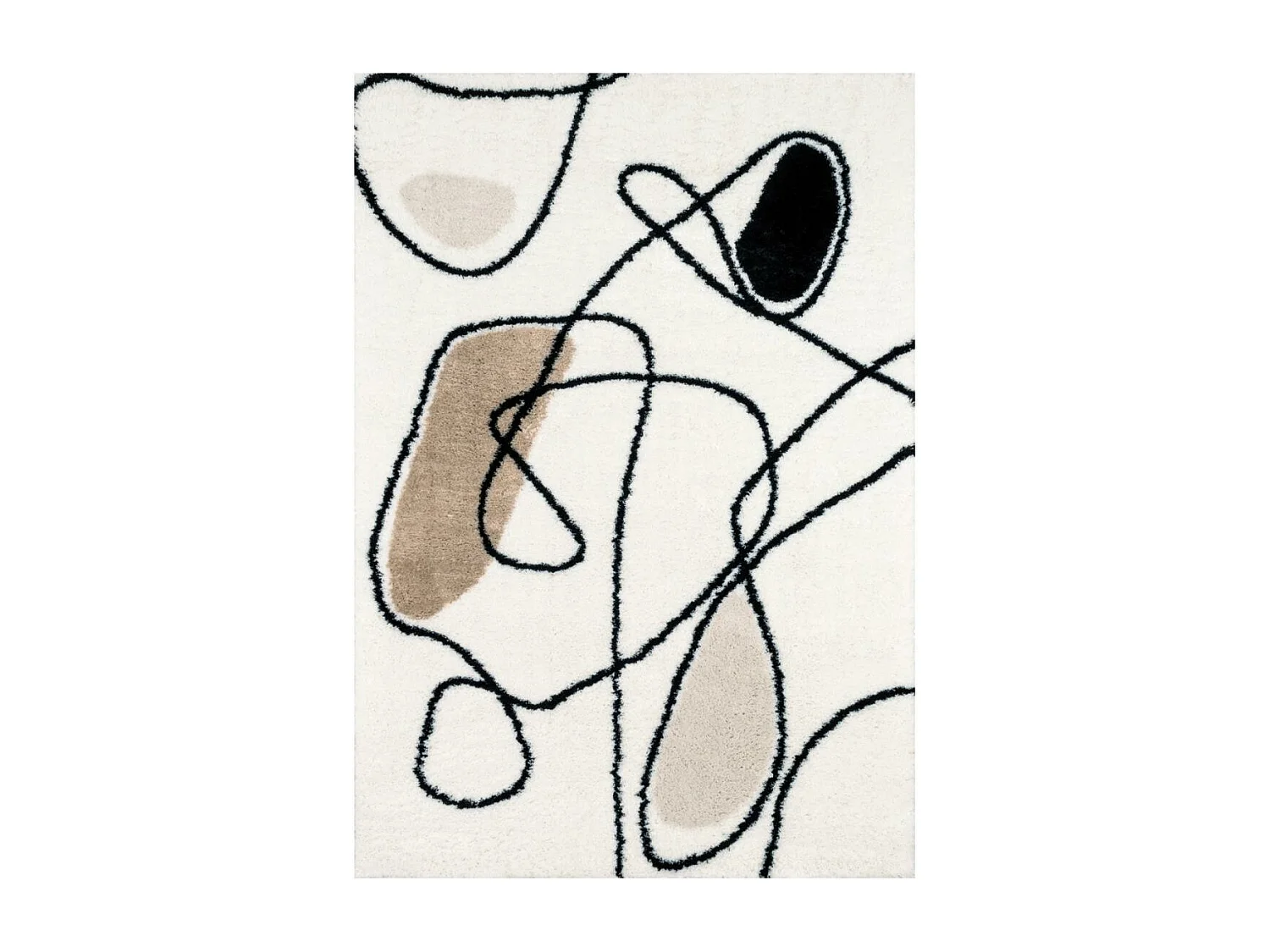 Tapis shaggy 160x230 rectangle tissé marron et noir motif géométrique INFINA 1