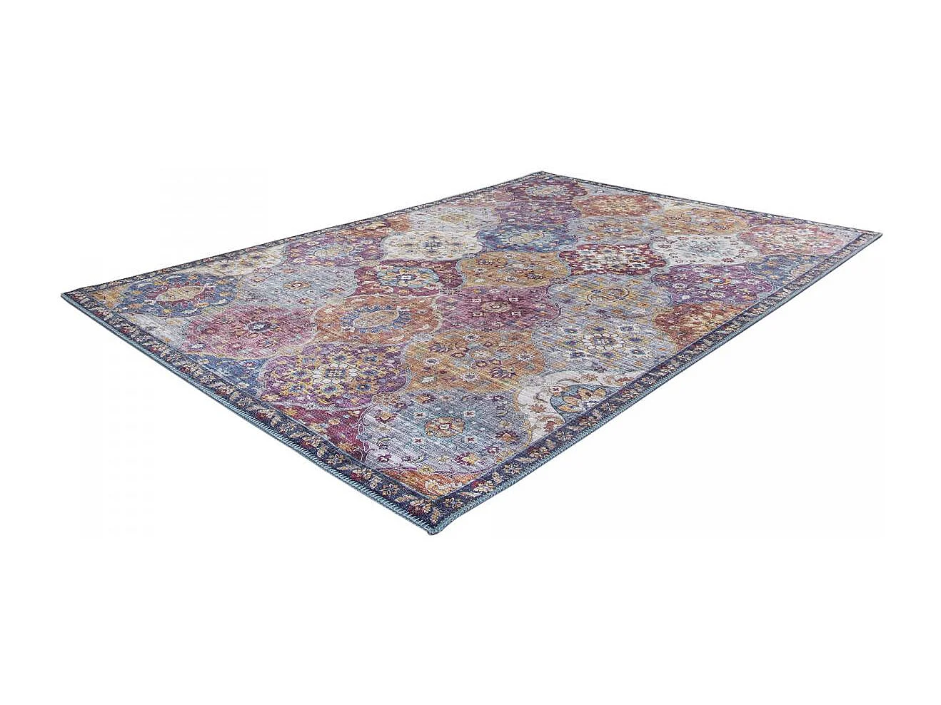 tapis salle à manger 160x230 tissé violet et gris rectangle motif ethnique