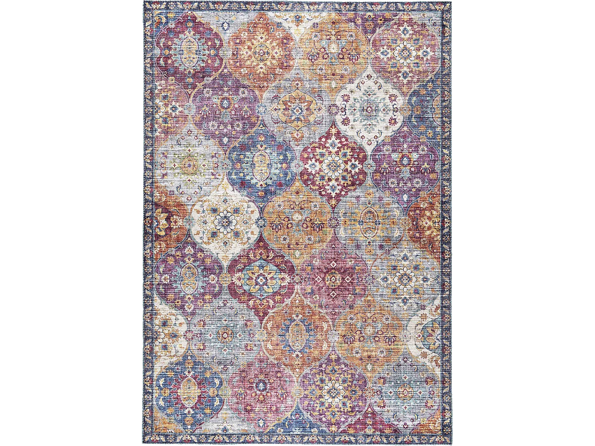 tapis salle à manger 160x230 tissé violet et gris rectangle motif ethnique