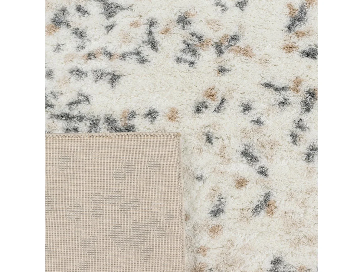 Tapis shaggy 120x160 rectangle tissé beige et blanc motif géométrique TEROVA 1