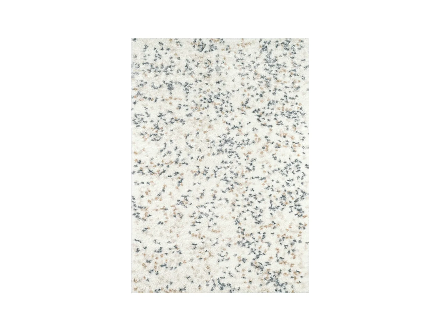 Tapis shaggy 120x160 rectangle tissé beige et blanc motif géométrique TEROVA 1