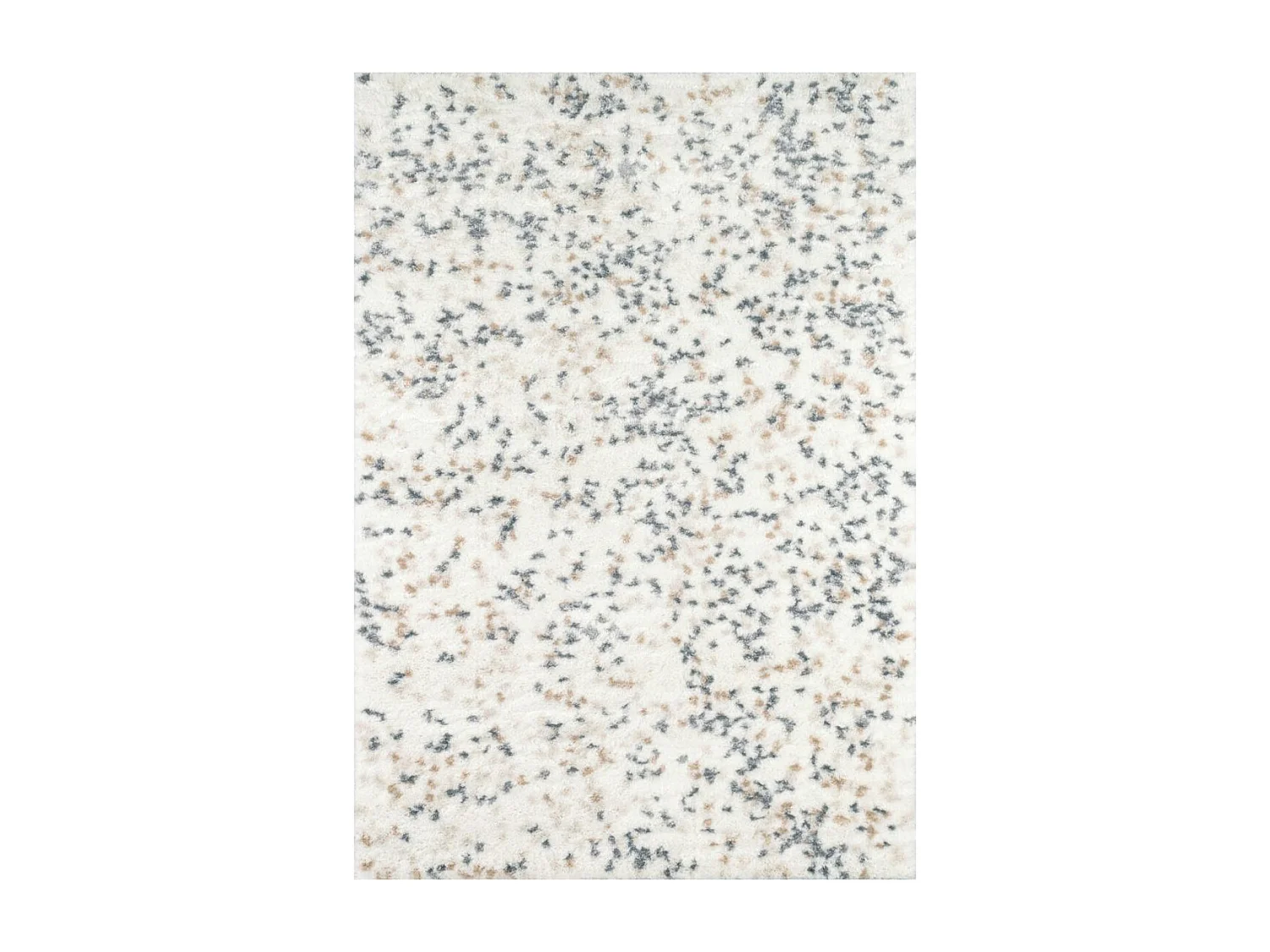 Tapis shaggy 120x160 rectangle tissé beige et blanc motif géométrique TEROVA 1
