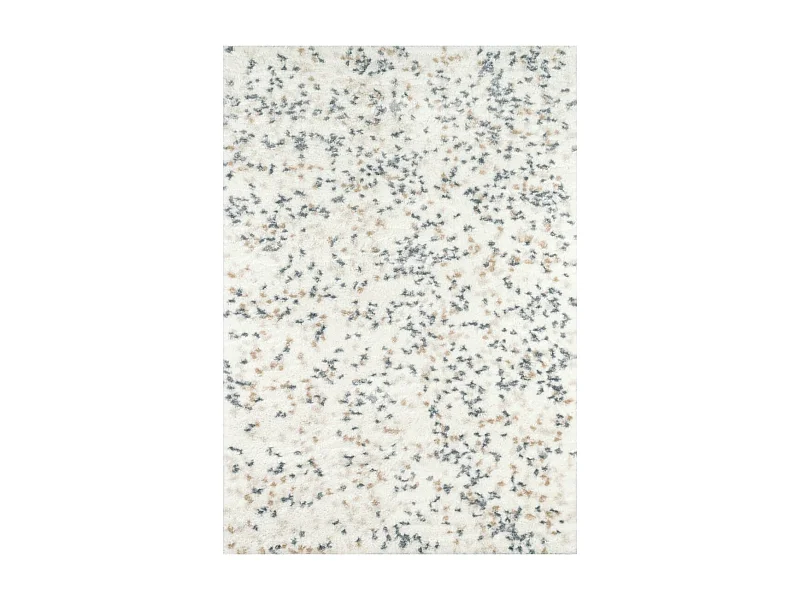 Tapis shaggy 120x160 rectangle tissé beige et blanc motif géométrique TEROVA 1