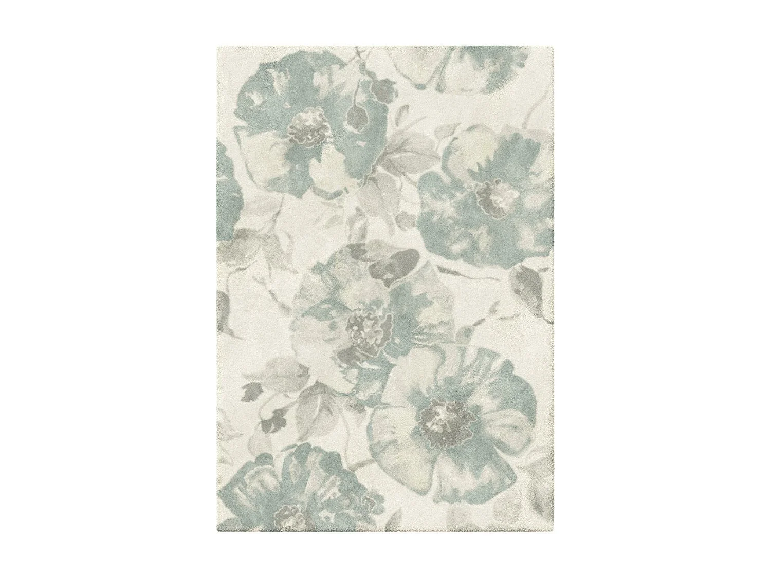 tapis chambre 80x150 tissé crème et gris rectangle motif floral LUCEN 3