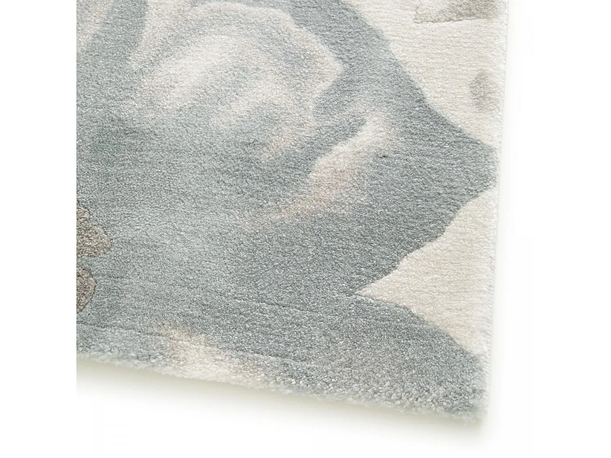 tapis chambre 80x150 tissé crème et gris rectangle motif floral LUCEN 3