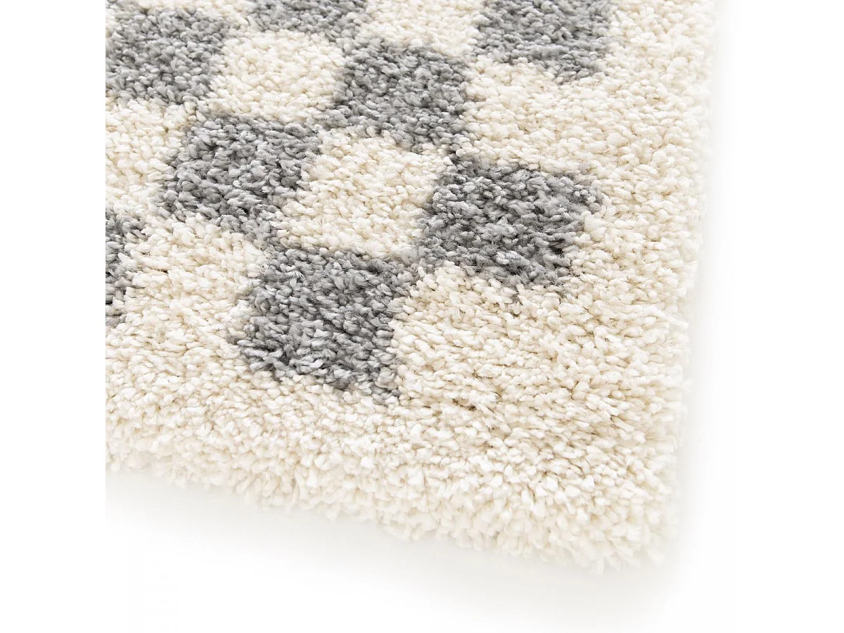 Tapis shaggy 80x150 rectangle tissé gris et beige motif géométrique AVANTE