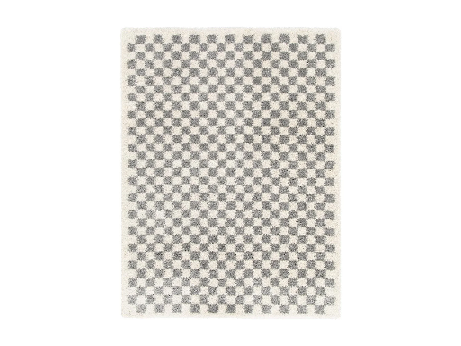 Tapis shaggy 80x150 rectangle tissé gris et beige motif géométrique AVANTE