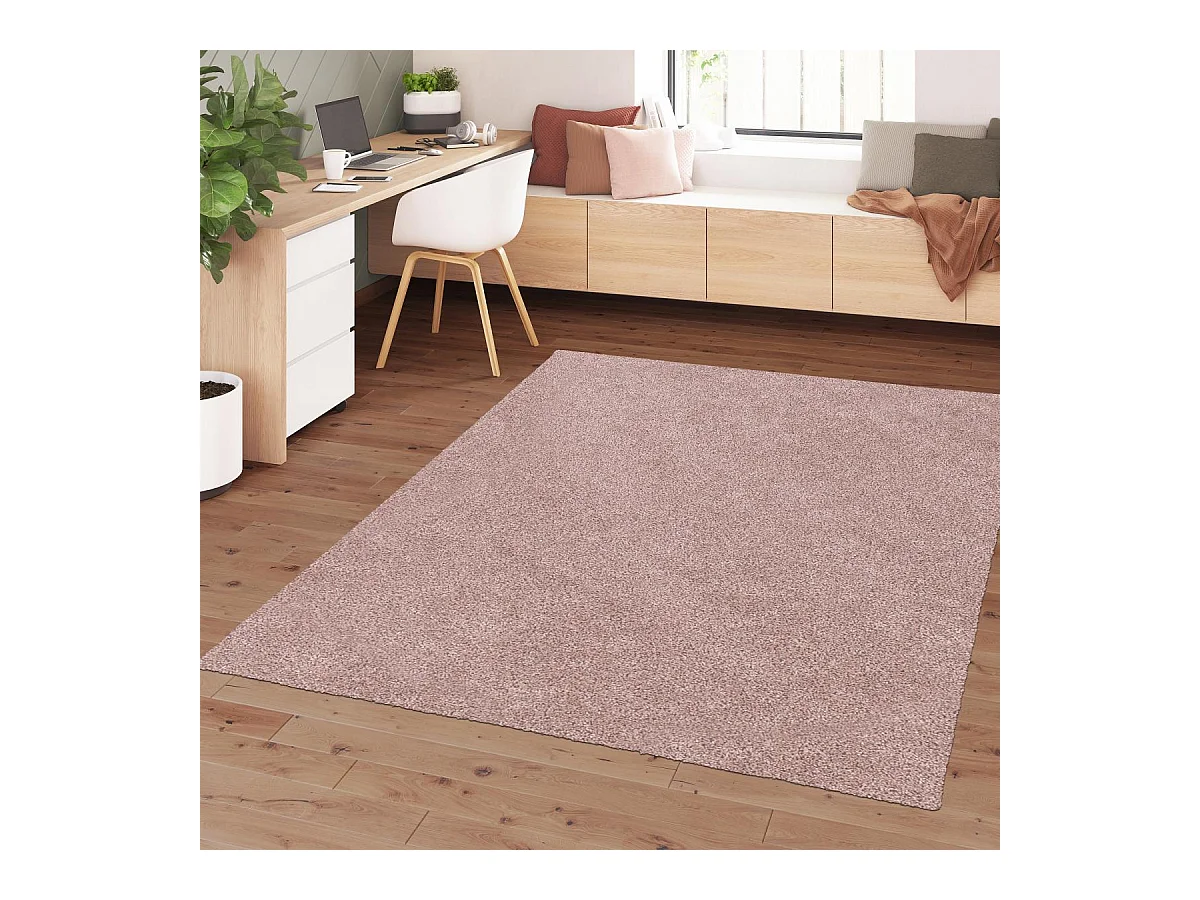 tapis chambre 80x150 tissé rose rectangle motif uni ALEGRIA