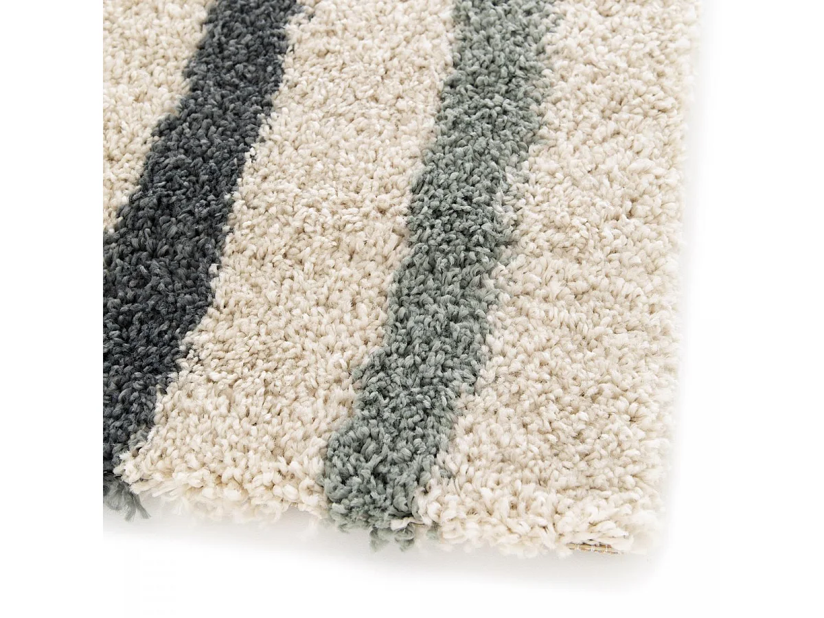 Tapis shaggy 160x230 rectangle tissé bleu et beige motif géométrique AURORA 4