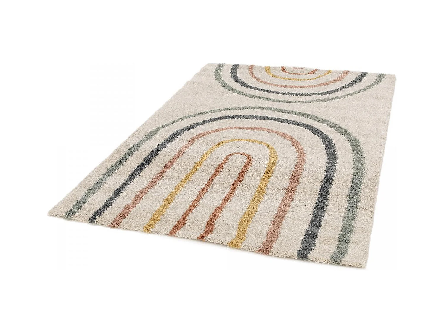 Tappeto shaggy 160x230 rettangolo intrecciato motivo geometrico blu e beige AURORA 4