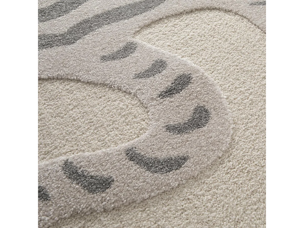 tapis salon 160x230 tissé gris clair et gris foncé rectangle motif animaux