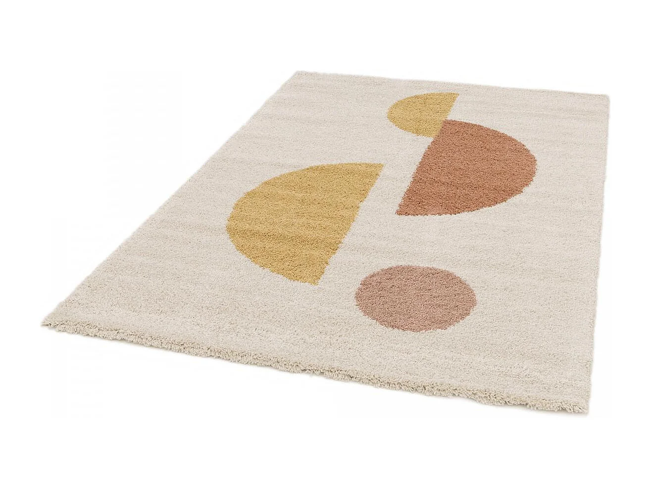 Tappeto shaggy 160x230 rettangolo intrecciato beige e arancio motivo geometrico AURORA 3