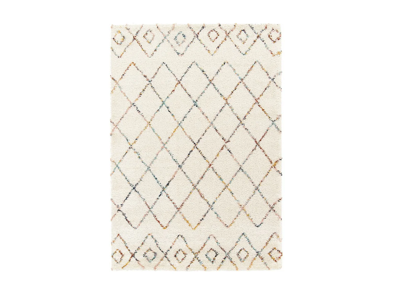 Tapis shaggy 200x290 rectangle tissé crème motif abstrait AMORE 8