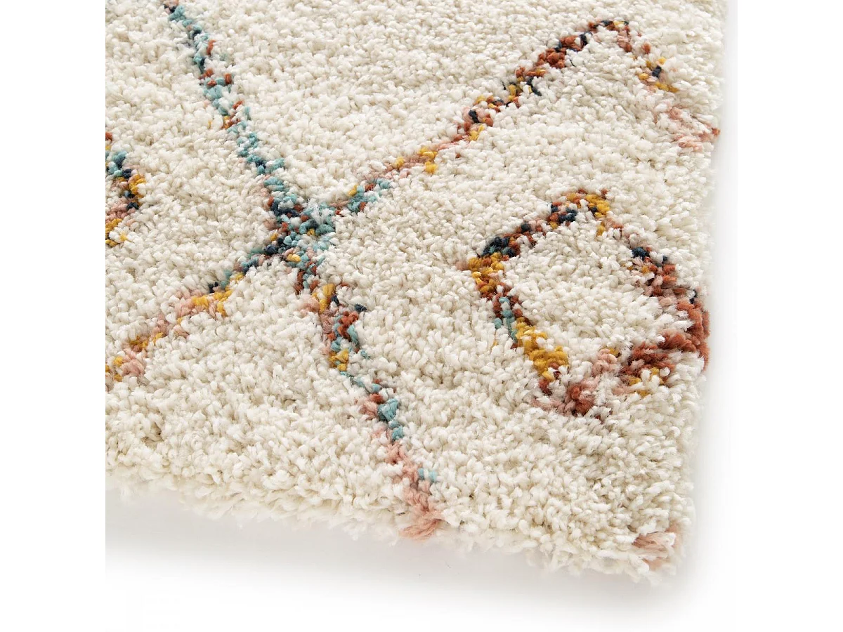 Tapis shaggy 200x290 rectangle tissé crème motif abstrait AMORE 8