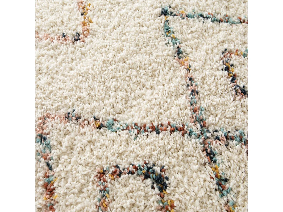 Tappeto Shaggy 200x290 rettangolo intrecciato color crema modello astratto AMORE 8